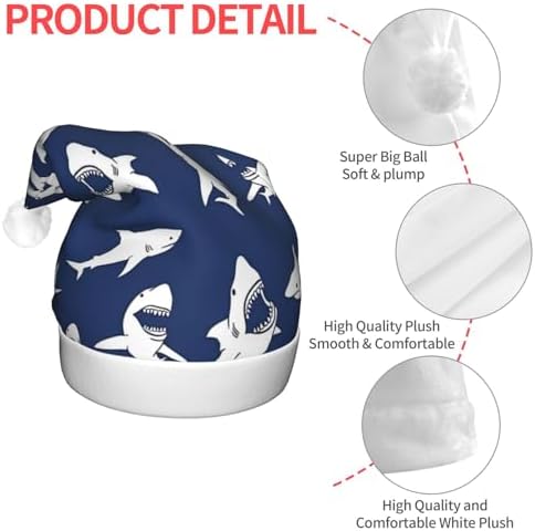 QinZheng Sea Fish Print LED Santa Hat for Adults Christmas Party