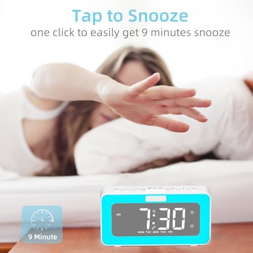 Cooluck Dual Alarm Clock with LED Night Lights and White Noise