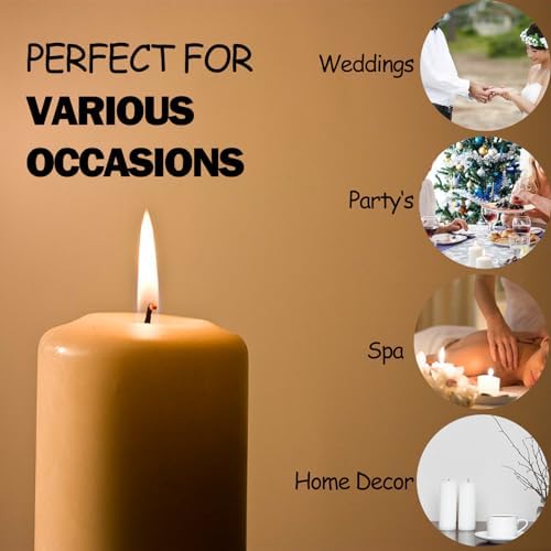 NICOLEKAY Pillar Candles Set of 6 Unscented Dripless 3x3 Ivory