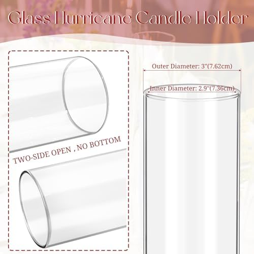18 Pcs Open Ended Clear Glass Hurricane Candle Holders