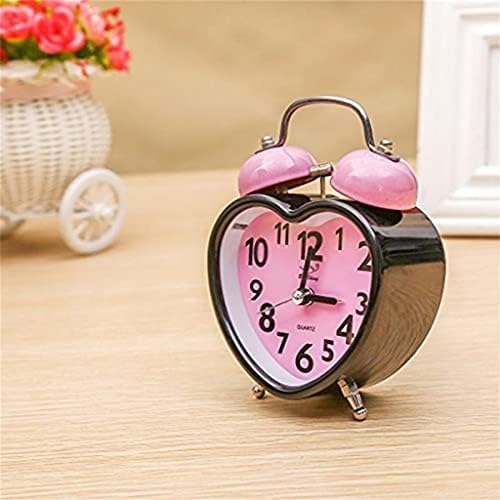 Pink Heart Shape Double Bell Alarm Clock with Nightlight 1