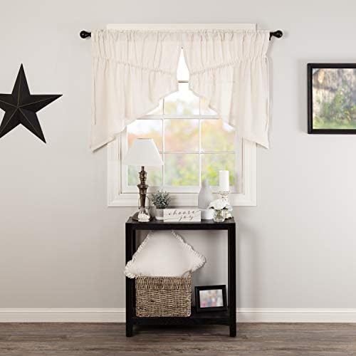 VHC Brands Burlap Antique White Farmhouse Curtains Set of 2