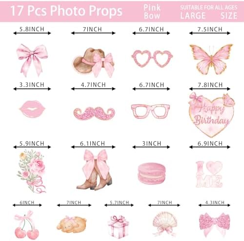 Pink Bow Party Decorations Photo Booth Props for Girls