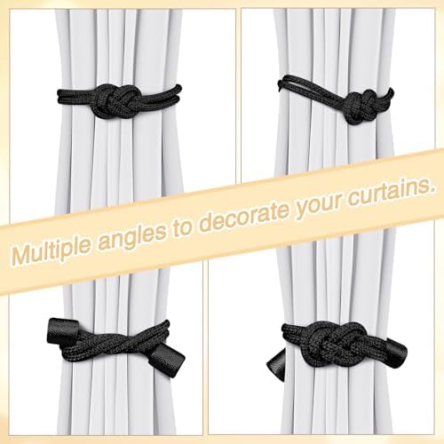 Queekay 4 Pcs Magnetic Curtain Tiebacks Black