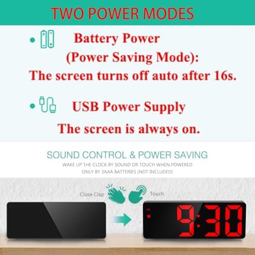 ORIA LED Alarm Clock with Snooze and 3 Brightness Levels