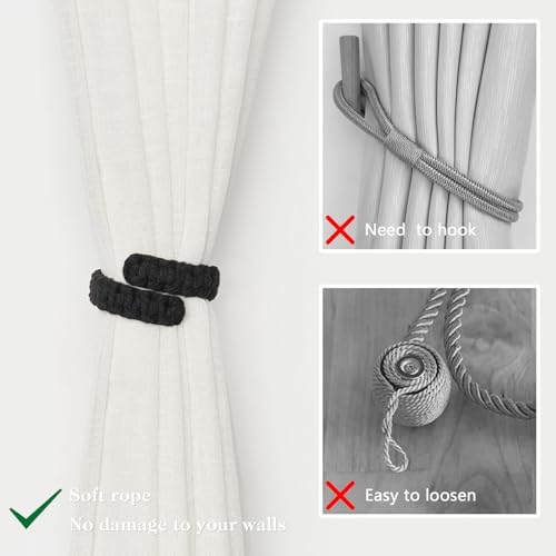 NICEEC 4 Pack Natural Cotton Rope Curtain Tiebacks