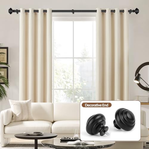 KAMANINA Black Curtain Rods 48-84 Inches Heavy Duty
