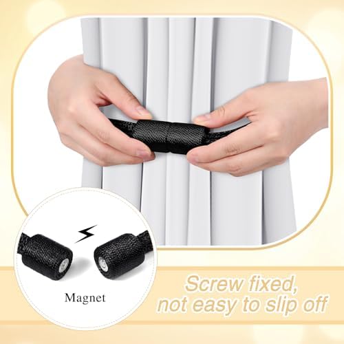 Queekay 4 Pcs Magnetic Curtain Tiebacks Black