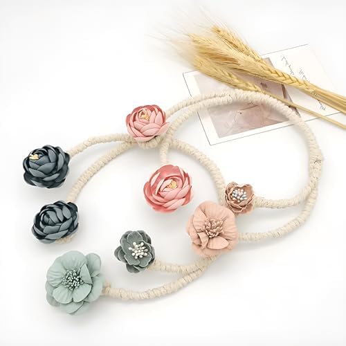 Handmade Curtain Tiebacks Set of 2 Flexible Flower Clips for Drapes