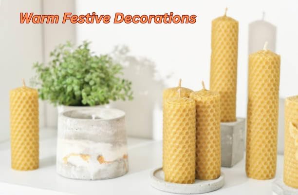 4 Pack Natural Beeswax Pillar Candles 384 Hours Long Burning