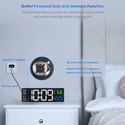 Plumeet 16 Inch Large Digital Wall Clock with Remote Control and 2 Alarm