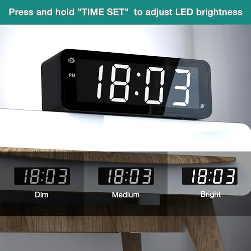 KWANWA LED Alarm Clock with Snooze and Brightness Control