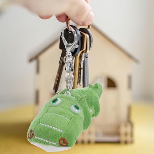 LOGOFUN 2PCS Crocodile Plush Keychain Soft Animal Toy Keyrings