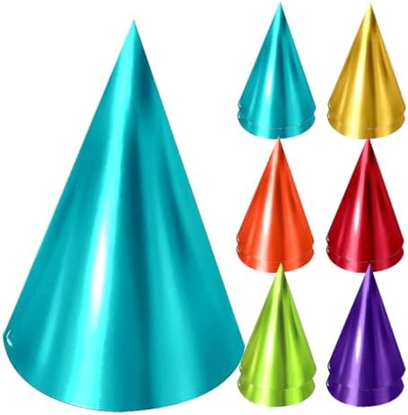 Tytroy 12 Assorted Metallic Cone Birthday Hats