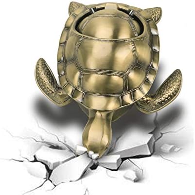 LAUYOO Vintage Turtle Windproof Ashtray with Lid