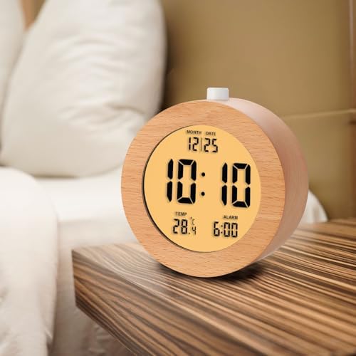 Plumeet Wooden Digital Alarm Clock with Nightlight