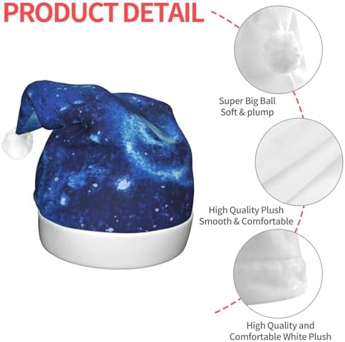 QINZHENG Blue Universe LED Santa Hat for Christmas Party
