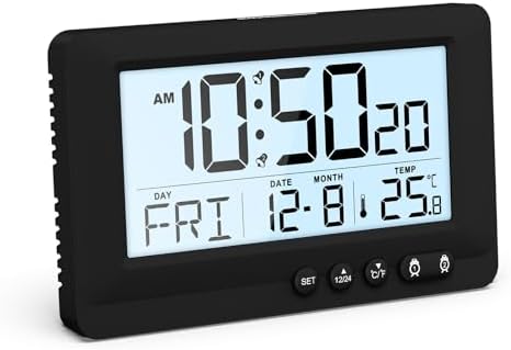 AMIR Travel Alarm Clock with LCD Display and Dual Alarms