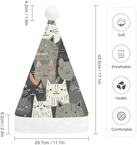 Santa Hat Christmas Tree Style Cat Xmas Hat for Adults