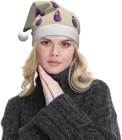 QinZheng Cartoon Eggplant Santa Hat Christmas Gift for Women