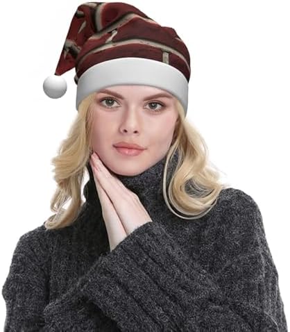 Personalized Santa Hat with Brick Red Stone Print