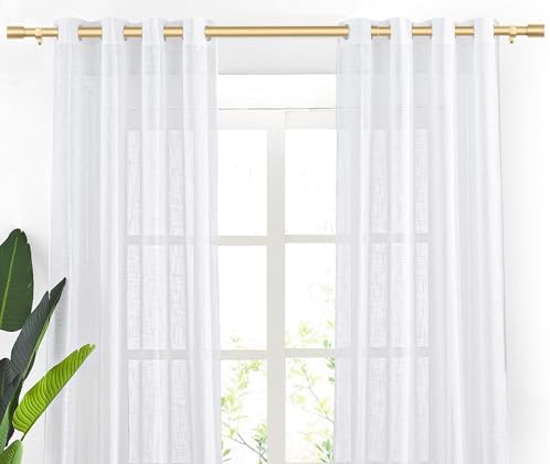 TONIAL Gold Curtain Rods 32-58 Inch Adjustable Single Rod with Modern Cap