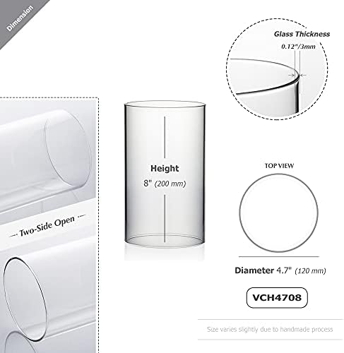 WGVI Hurricane Candle Holder Sleeve Clear Glass Cylinder 47 Wide 8 Tall