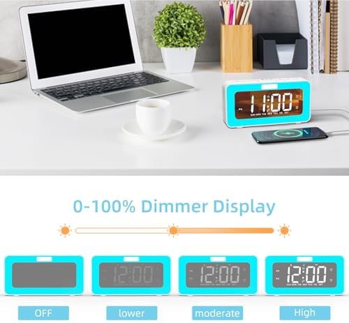 Cooluck Dual Alarm Clock with LED Night Lights and White Noise