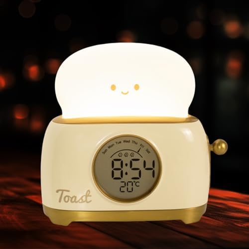 Cute Toast Night Light Alarm Clock for Kids
