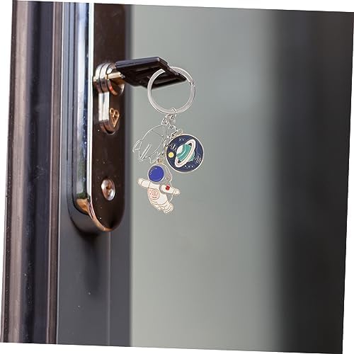 Cartoon Universe Keychain with Astronaut Design for Keys and Backpacks