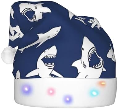 QinZheng Sea Fish Print LED Santa Hat for Adults Christmas Party