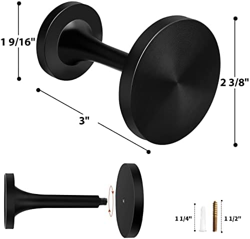 4 Pack Black Metal Curtain Holdbacks with Screws