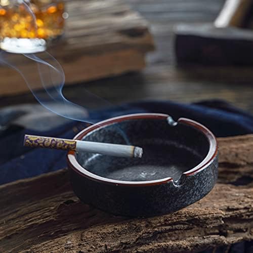 Stylish Ceramic Ashtray Black Lava Medium