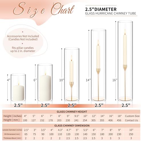 Showgeous 6 Piece Hurricane Candle Holder Set