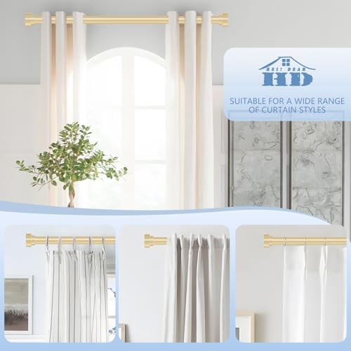 2 Pack Gold Curtain Rods 48-84 Inch 1 Inch Diameter Heavy Duty