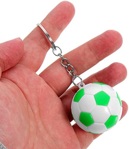 LOGOFUN 24 Pcs Soccer Ball Keychain Set Purple Green