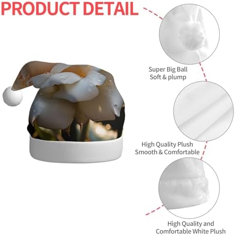 QINZHENG White Rose Santa Hat for Women