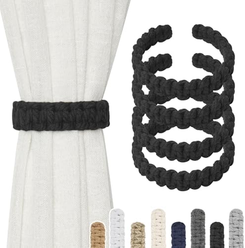 NICEEC 4 Pack Natural Cotton Rope Curtain Tiebacks