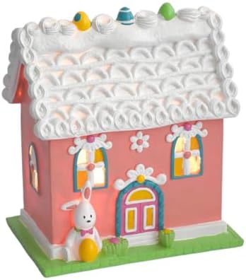 Easter Village Houses with LED Lights Indoor Decor