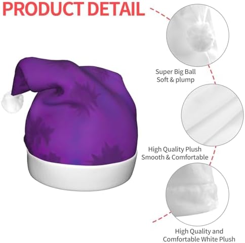 QINZHENG Purple Haze04 Print Santa Hat with LED Lights
