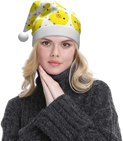 QINZHENG Personalized Santa Hat with Yellow Chicken Print