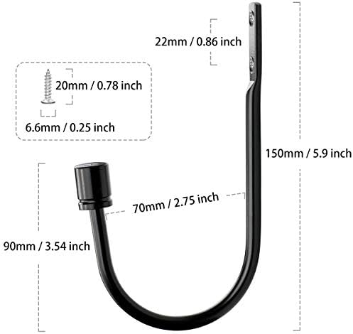 iLoft Metal Curtain Holdbacks U Shaped Hooks Wall Mounted Black 2pcs