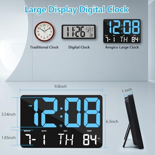 Amgico Digital Alarm Clock with Temperature and Auto Dimming
