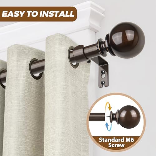 KAMANINA Curtain Rods 32-58 Inches Antique Bronze Single Rod
