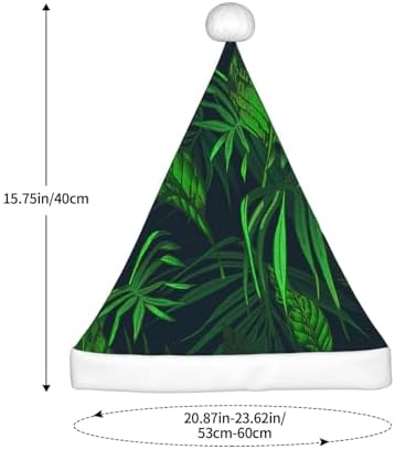 QinZheng Green Tropical Plant Print Santa Hat for Women Adult