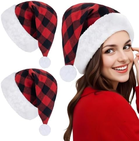 Plaid Santa Hat for Unisex Adults 1