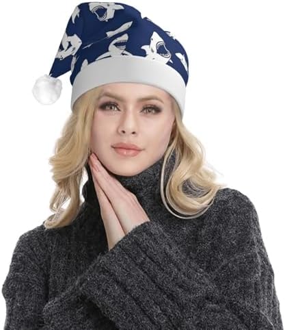 QinZheng Sea Fish Print LED Santa Hat for Adults Christmas Party