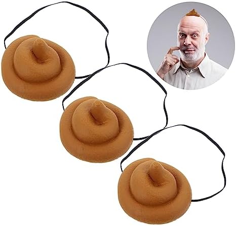 3pcs Simulation Poop Hat Prank Props for Adults and Kids