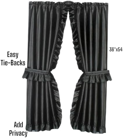 Better Home Ruffled Priscilla Fabric Curtain Set Black