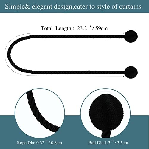 6 Pack Black Curtain Tiebacks Elegant Window Holders